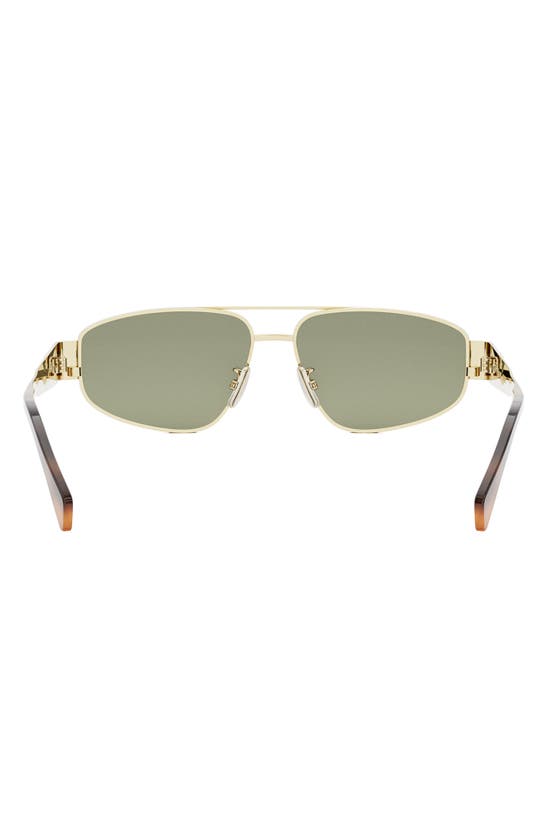 Shop Celine Triomphe 57mm Pilot Sunglasses In Shiny Endura Gold / Green