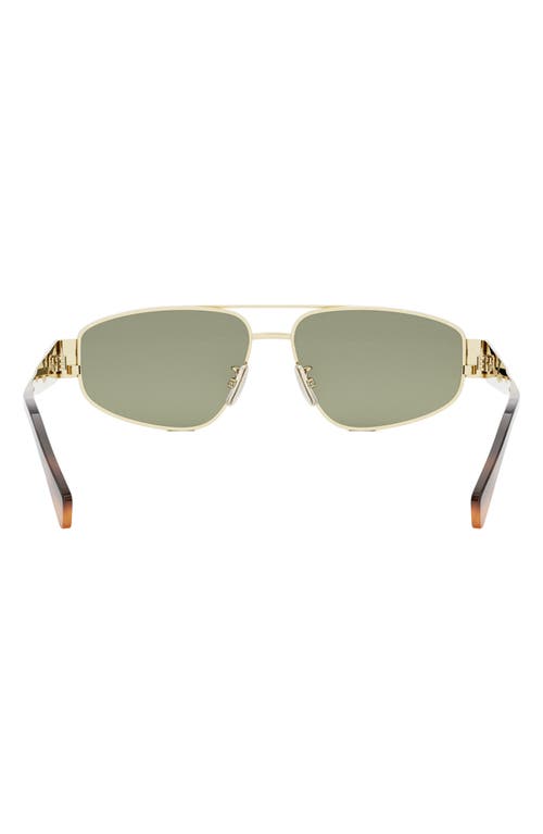 Shop Celine Triomphe 57mm Pilot Sunglasses In Shiny Endura Gold/green