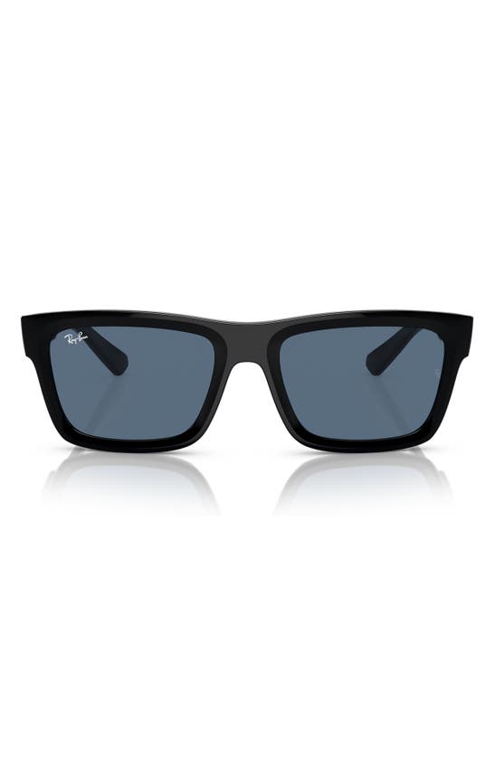 Ray Ban Warren 57mm Rectangular Sunglasses In Black Blue