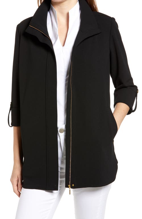 Ming Wang Zip Front Jacket Black at Nordstrom,