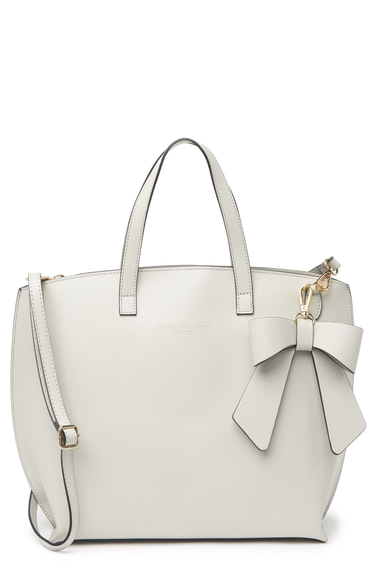 Maison Heritage Lila Leather Tote Bag In Grey Clair ModeSens