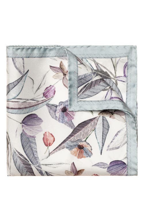 Eton Floral Silk Pocket Square in White