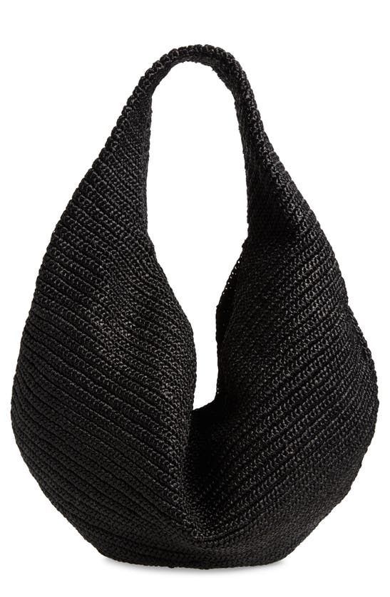 Khaite Large Olivia Woven Palm Hobo Bag In Black