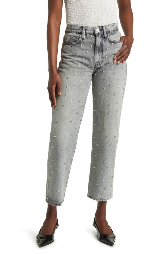 Shop Frame Le Jane Studded Crop Straight Leg Jeans In Subculture