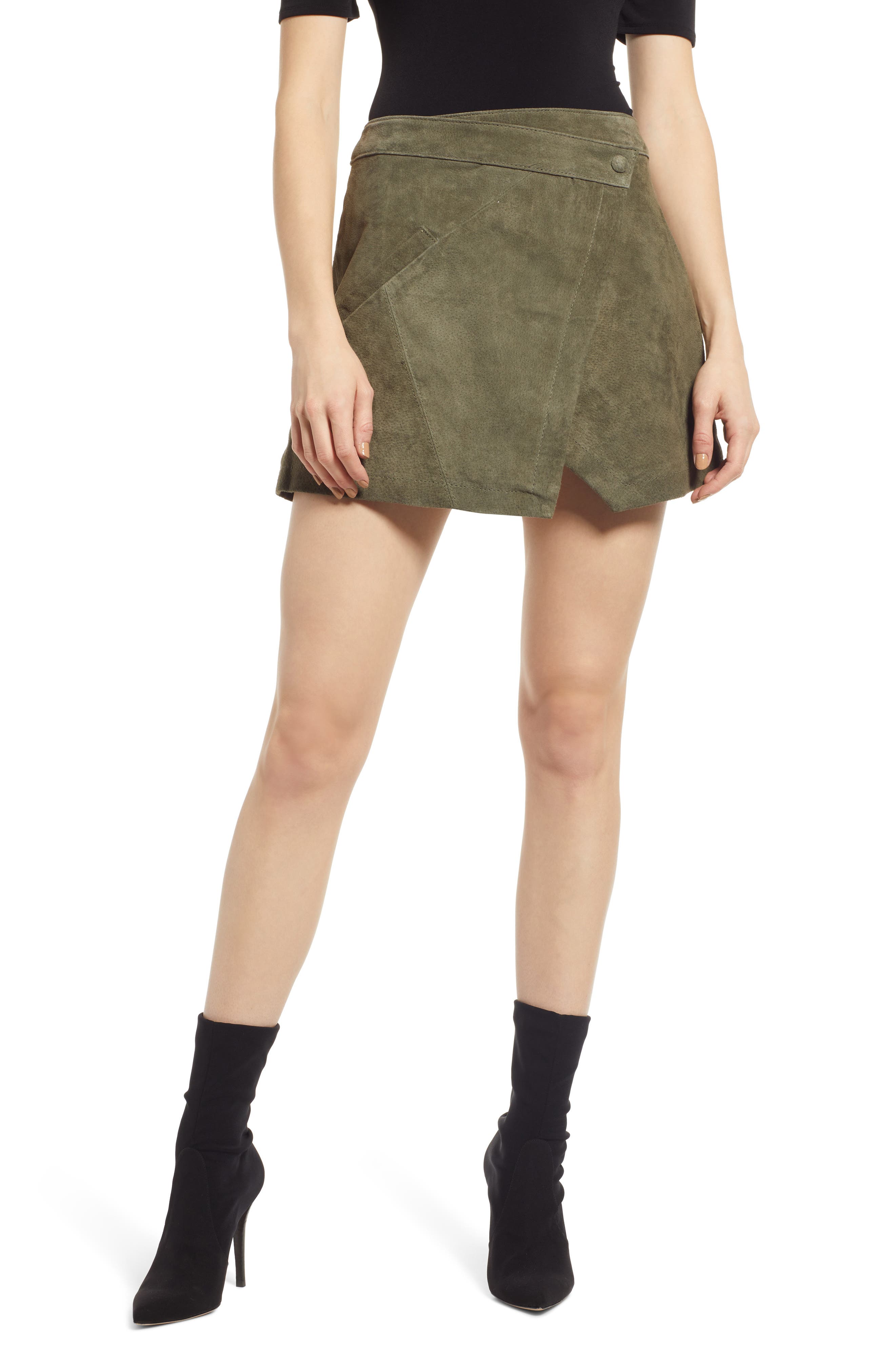 blanknyc lace-up suede mini skirt