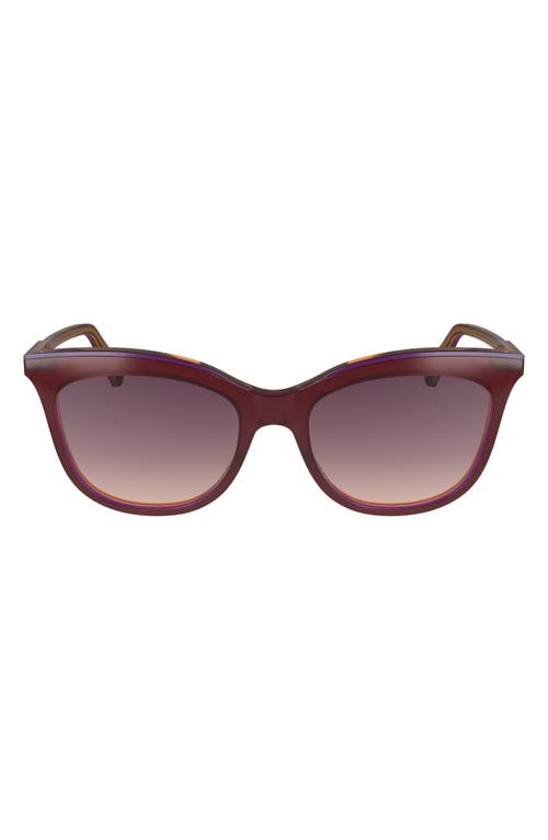 Longchamp 53mm Gradient Cat Eye Sunglasses In Dark Rose/peach