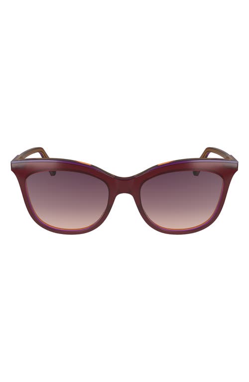 Longchamp 53mm Gradient Cat Eye Sunglasses In Dark Rose/peach