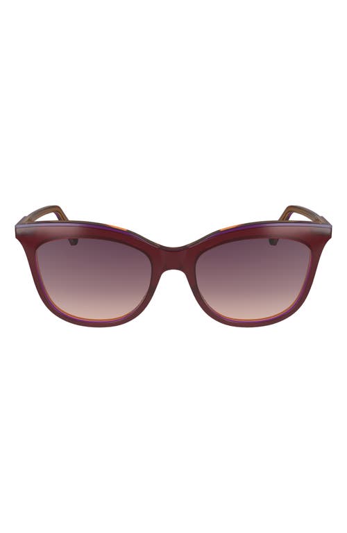 Shop Longchamp 53mm Gradient Cat Eye Sunglasses In Dark Rose/peach