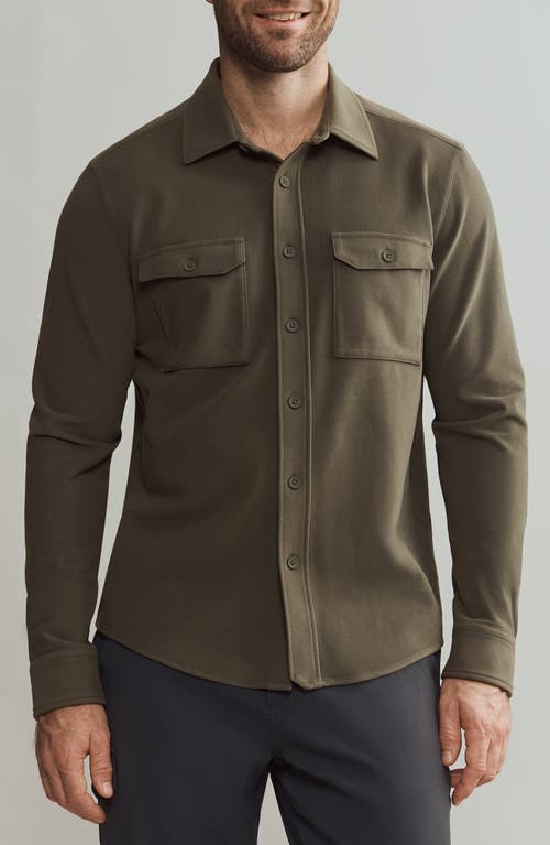 Shop Rhone Stowaway Overshirt In Lichen Green Heather