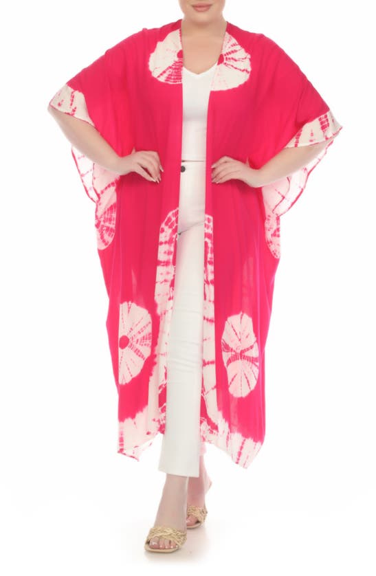 Shop Boho Me Tie Dye Cover-up Kaftan In Hot Pink