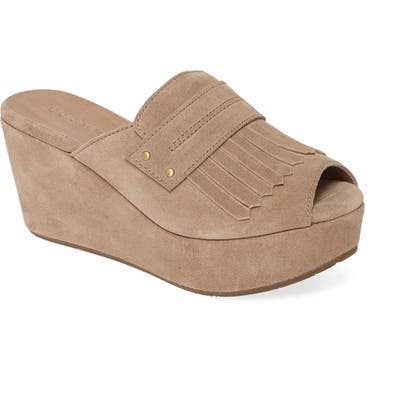 Chocolat Blu Welsy Peep Toe Platform Slide Sandal, Beige