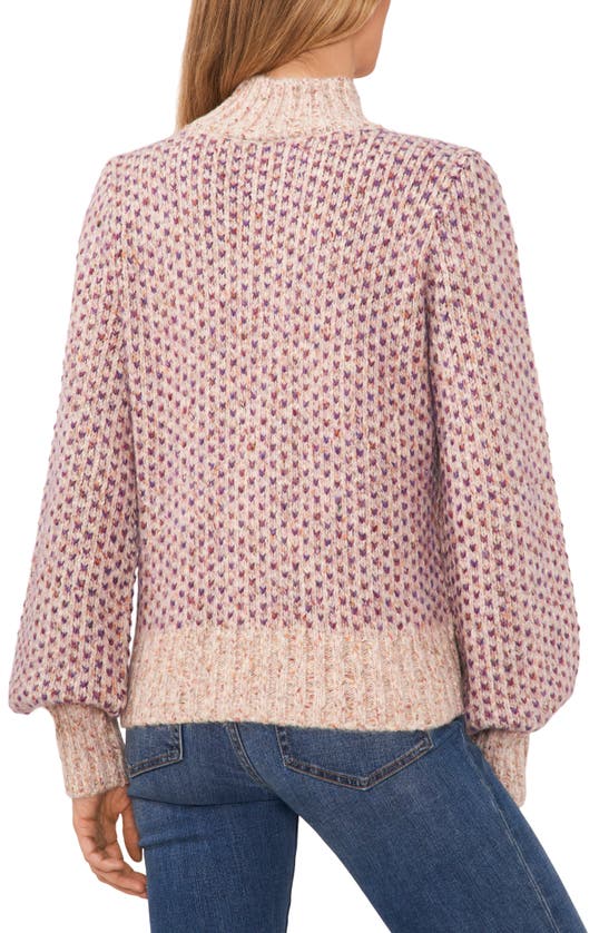 CECE CECE MARLED BLOUSON SLEEVE JACQUARD SWEATER