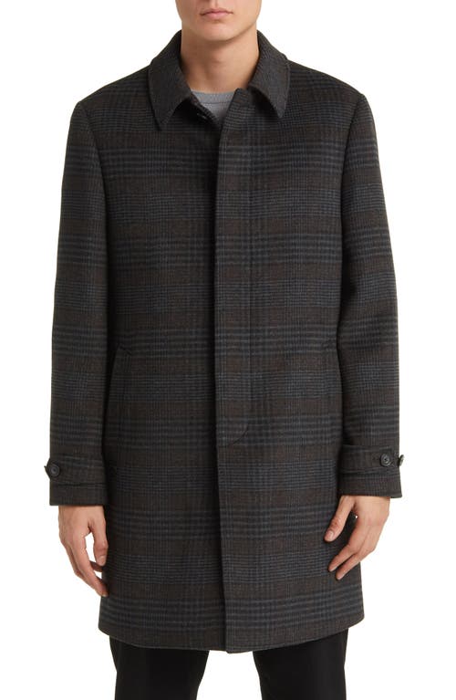 Shop Hart Schaffner Marx Armitage Wool Blend Topcoat In Charcoal/espresso