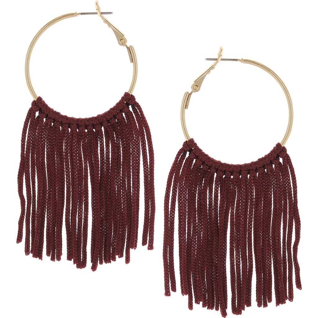 Olivia Welles Rosalina String Drop Earrings In Gold/burgundy