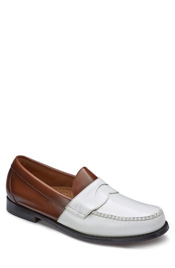G.h.bass Logan Colorblock Penny Loafer In Whiskey/white