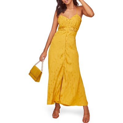 Astr The Label Dreamcatcher Floral Jacquard Maxi Dress, Yellow