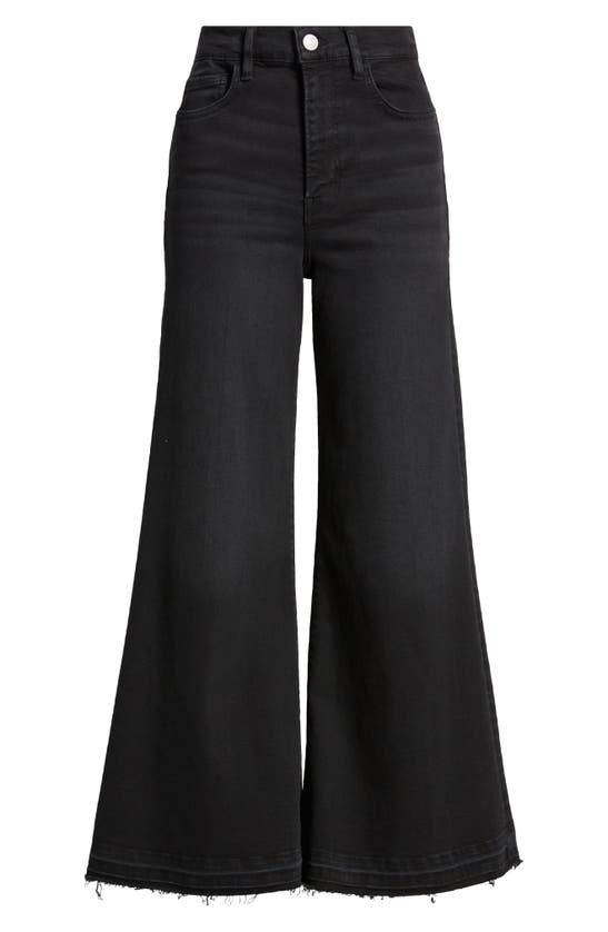 Shop Frame Le Palazzo Raw Hem Crop Wide Leg Jeans In Blackthorn