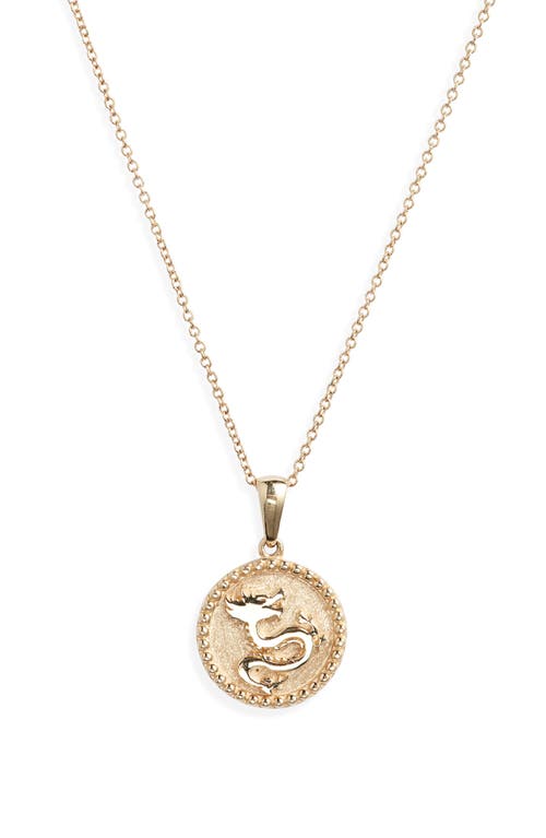 Anzie Women's Dew Drop 14k Yellow Gold Dragon Medallion Pendant Necklace In Gold