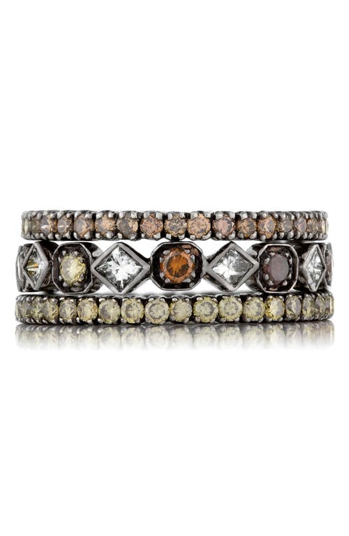 Shop Sethi Couture Diamond Art Deco Ring In Black Rhodium/multi Color