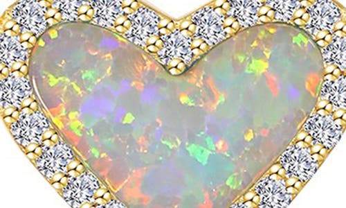 Lafonn Simulated Opal & Simulated Diamond Heart Stud Earrings In White