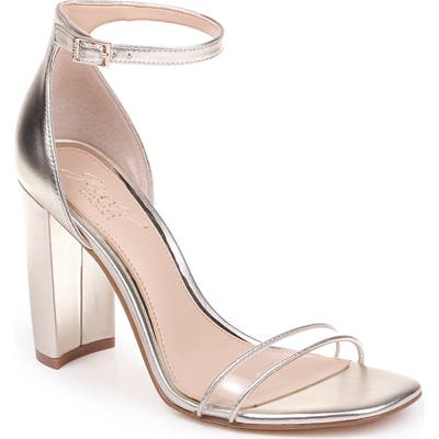 Jewel Badgley Mischka Keshia Ii Clear Ankle Strap Sandal, Metallic