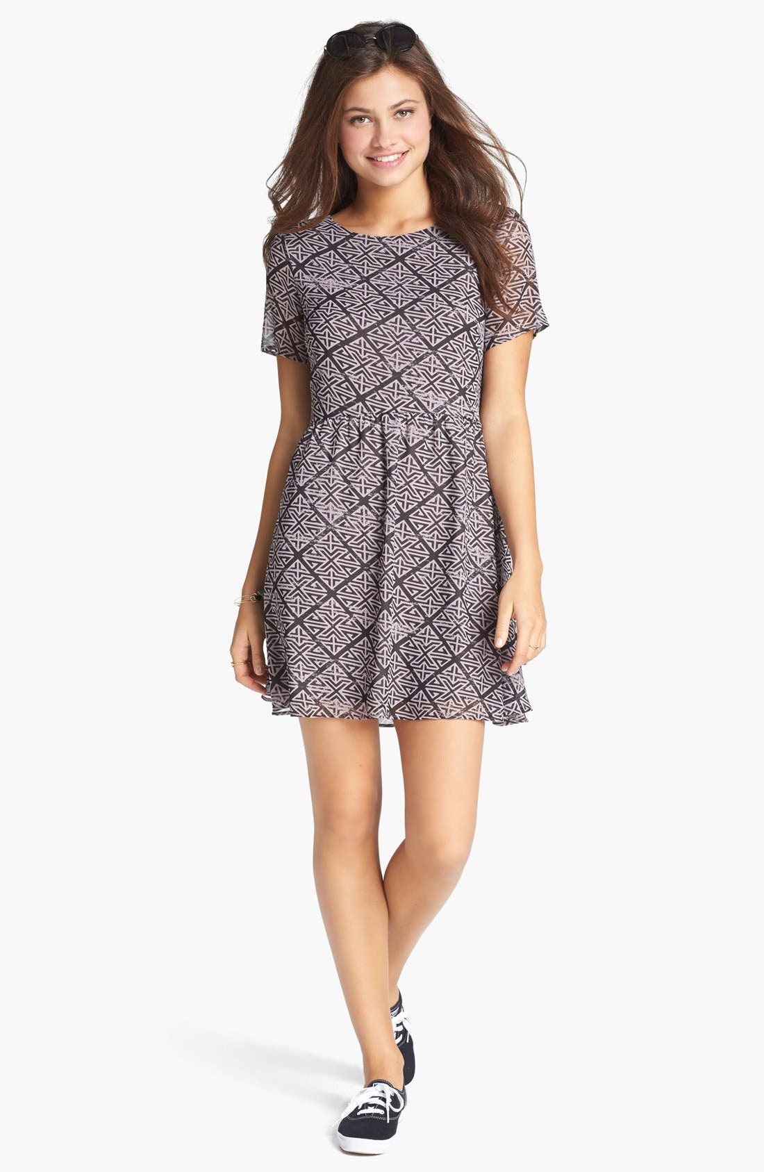 VBack Print Skater Dress (Juniors) Nordstrom