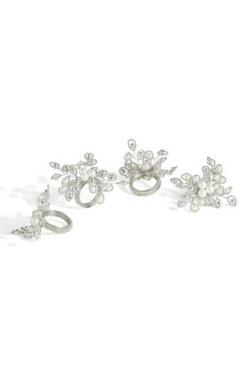 Tiramisu Belle Faux Pearl Set Of 4 Napkin Rings In Silver