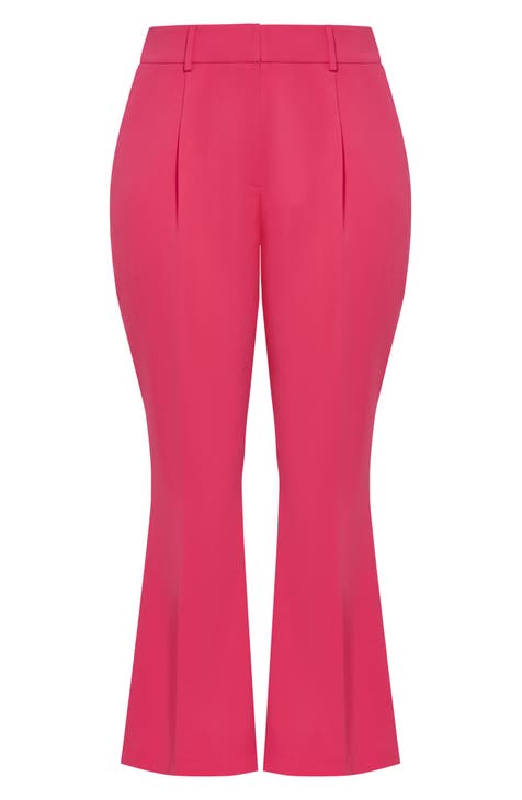 Fashion Wide Leg Formal Pants for Women High Waist Pleated Pink