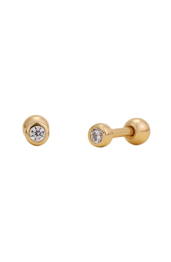 Shop Made By Mary Live In Bezel Cubic Zirconia Stud Earrings In Gold