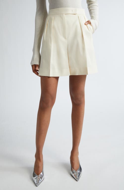 Max Mara Priamo High Waist Pleated Wool Shorts Vanilla at Nordstrom,