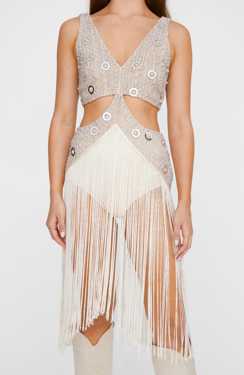 Shop Nasty Gal Embellished Side Cutout Bodysuit In Beige