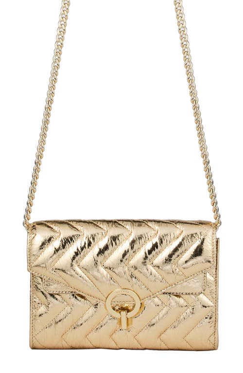 Shop Sandro Crackled Leather Crossbody Bag In Gold