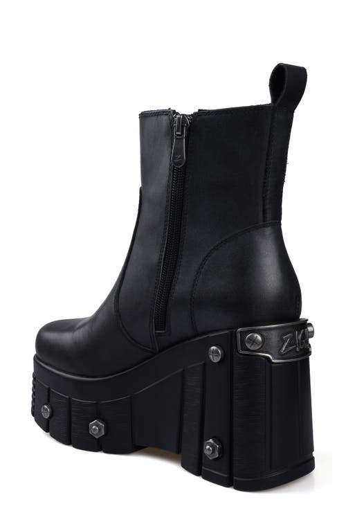 Zigi Rakel Platform Bootie In Black Leather