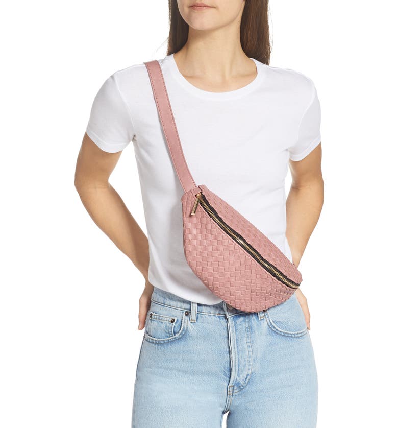 MALI + LILI Beta Woven Vegan Leather Belt Bag, Alternate, color, MAUVE