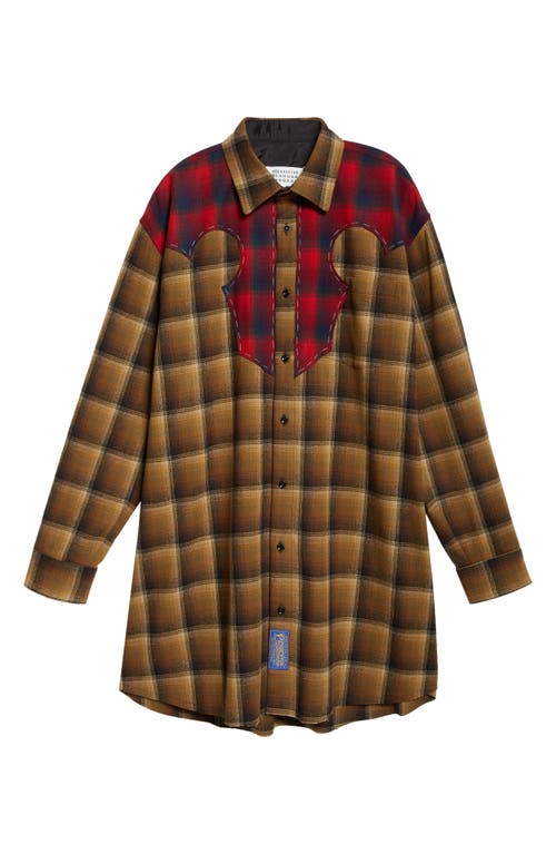 Shop Maison Margiela X Pendleton Plaid Wool Flannel Button-up Shirt In Olive/brown