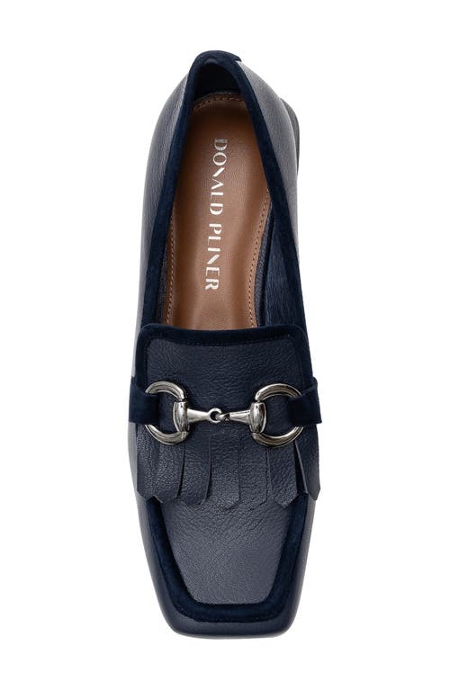 Shop Donald Pliner Kiltie Fringe Square Moc Toe Loafer In Navy