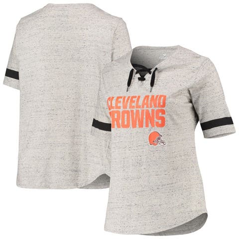 Women's Heather Gray Cincinnati Bengals Plus Size Lace-Up V-Neck T