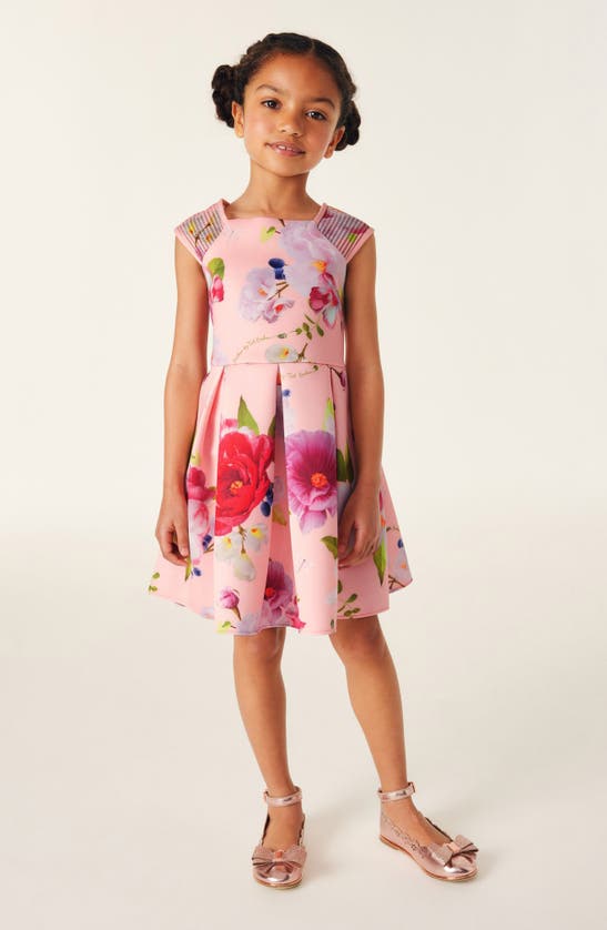 Shop Baker By Ted Baker Kids' Paper Floral Scuba Dress In Peach