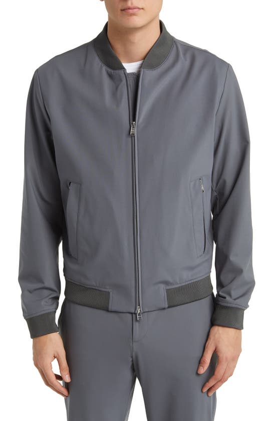 Shop Hugo Boss Slim Fit Jersey Bomber Jacket In Medium Grey
