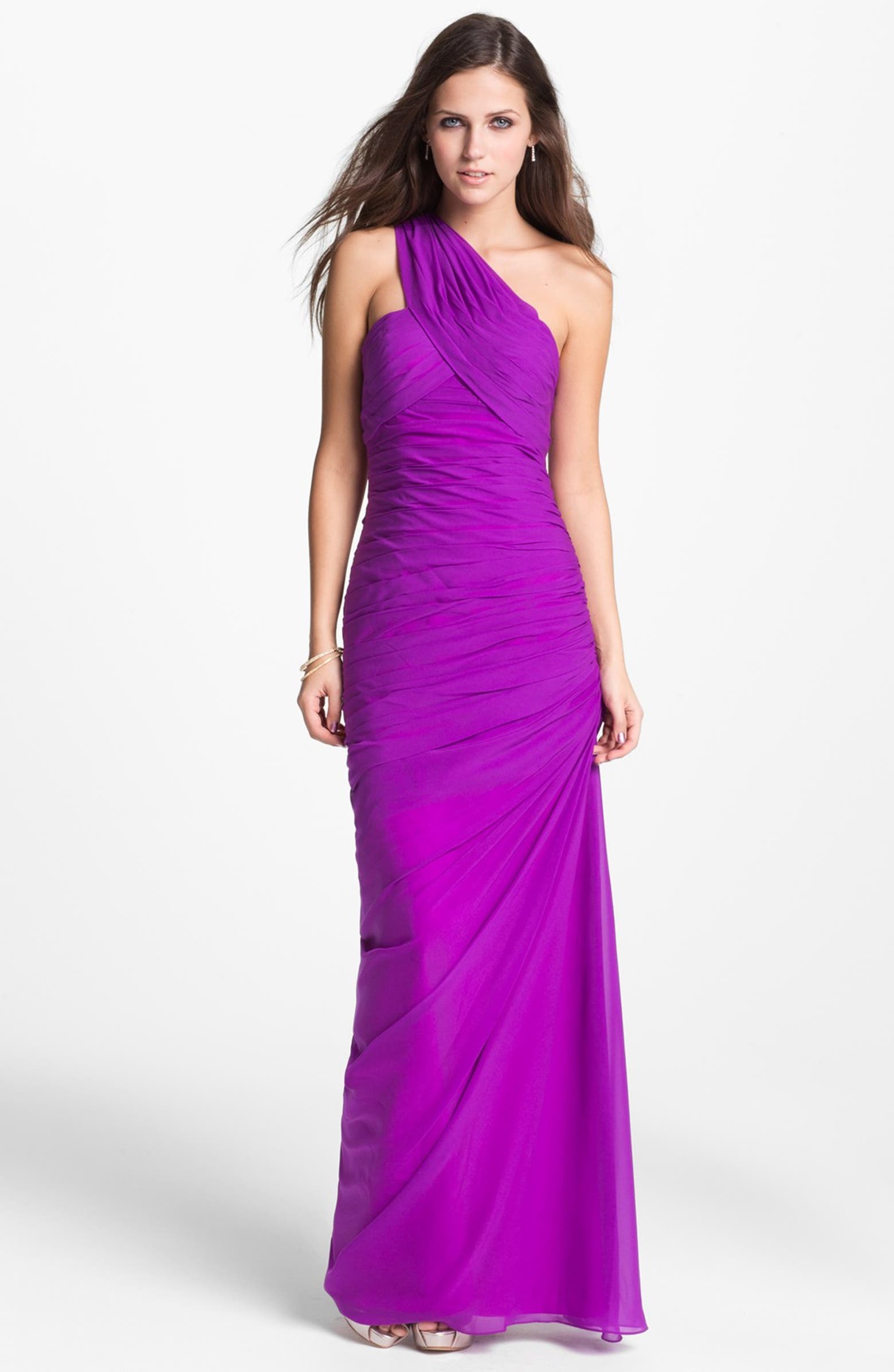Dalia MacPhee Ruched One Shoulder Chiffon Gown | Nordstrom