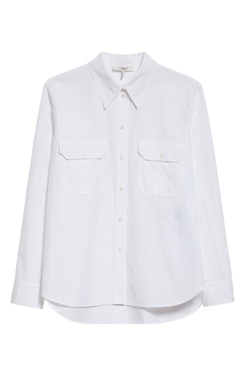 Shop Chloé Organic Cotton Poplin Button-up Shirt In White