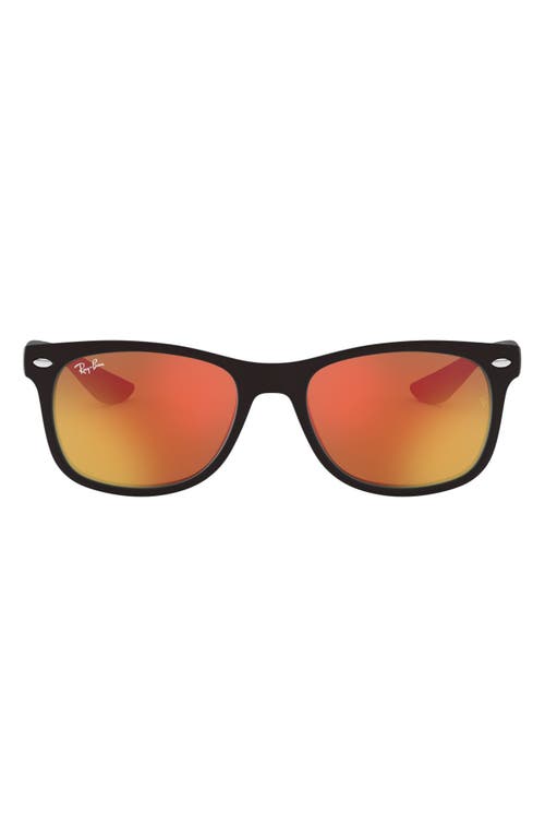 Ray-Ban Junior 48mm Wayfarer Mirrored Sunglasses in Matte Black/Red at Nordstrom