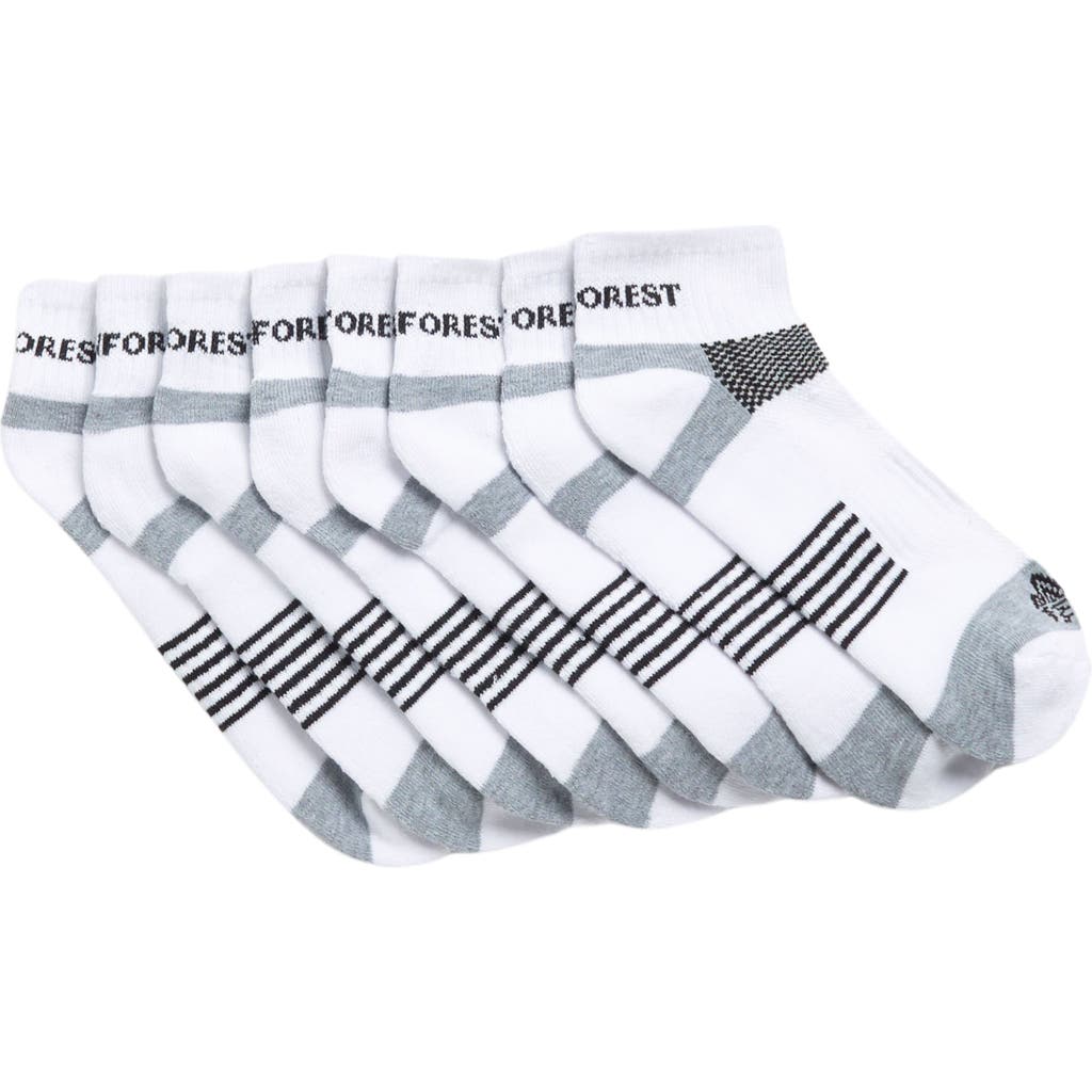 Rainforest 8-pack Half Cushioned Quarter Socks In White