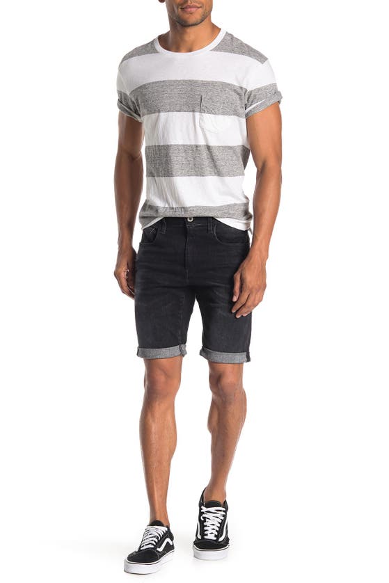 Shop G-star Raw Elto Slim Cuffed Denim Shorts In Medium Aged Grey