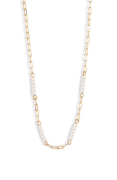 Shop Bp. Imitation Pearl Station Chain Necklace In Ivory- Gold