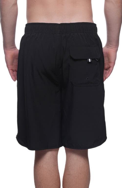 Rokka&rolla Quick-dry Stretch Swim Trunks With Adjustable Waistband In Black