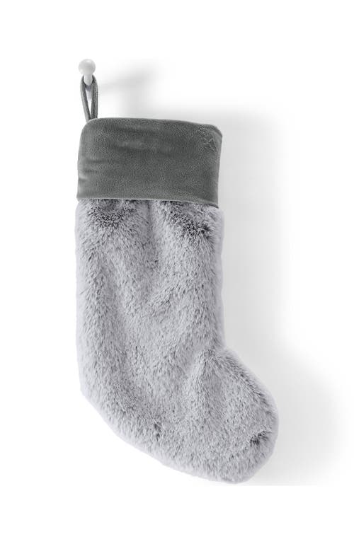 Lands' End Faux Fur Stocking In Gray Faux Fur