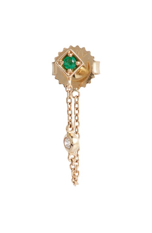 Anzie Women's Cléo Rhombus Chain 14k Yellow Gold, 0.06 Tcw Diamond & Emerald Drop Earrings In Green/gold