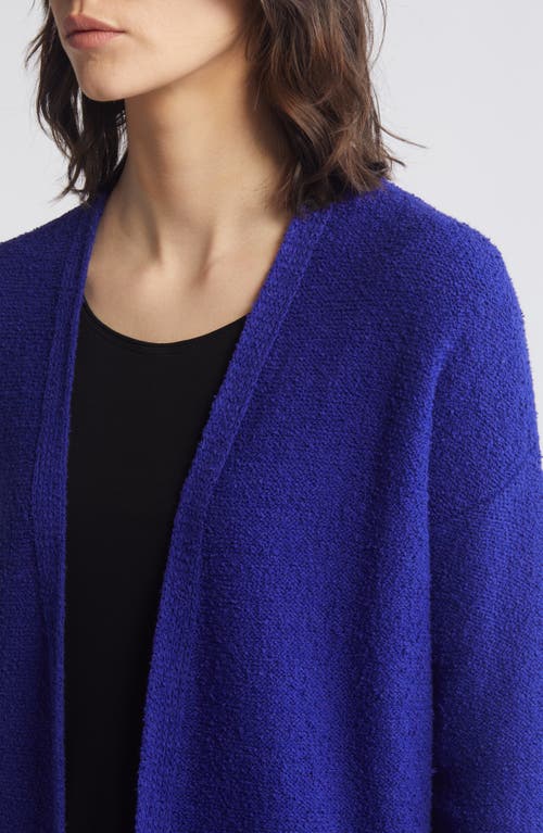 Shop Eileen Fisher Organic Cotton Bouclé Cardigan In Blue Violet