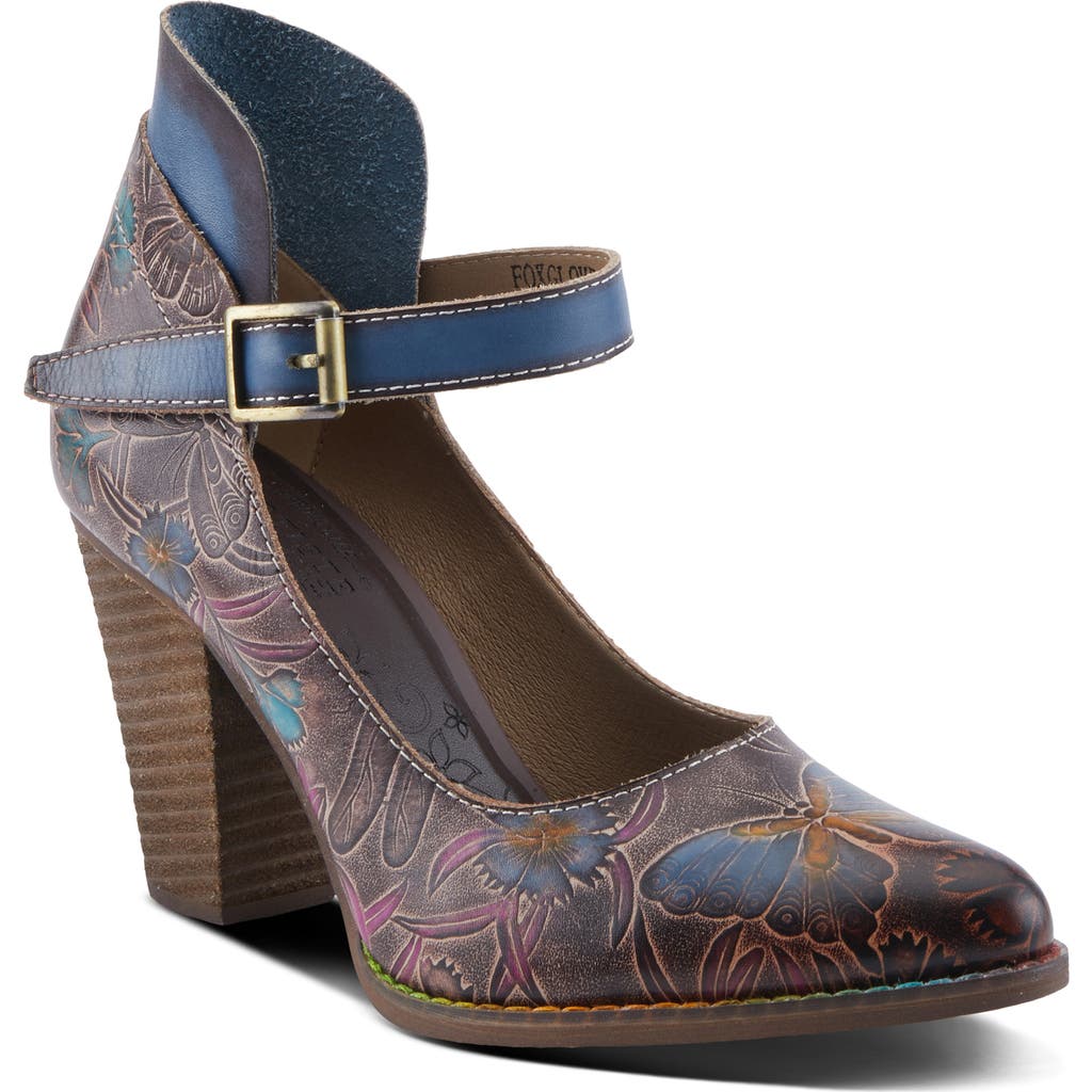 L'artiste By Spring Step Foxglove Ankle Strap Pump In Chocolate Multi
